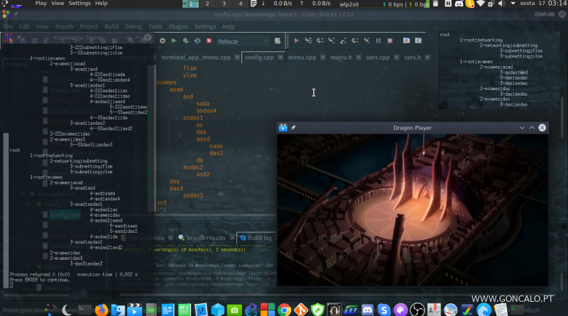2020-04-17 - Knowledge Tester - Desenvolver Sistema de Menus para Terminal em C++