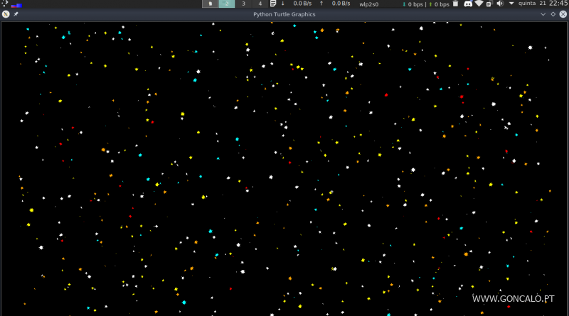 2020-05-21 - Mais um céu estrelado nocturno no Python com o Turtle, 1024 Estrelas