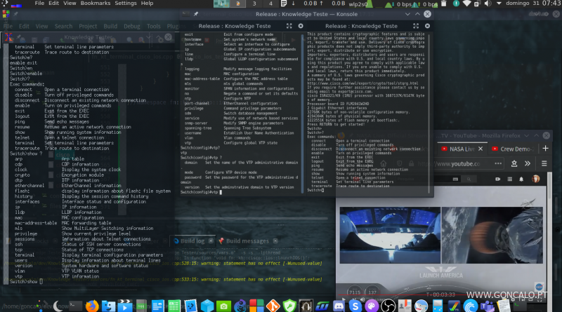 2020-05-31 - Simulando um Cisco IOS com C++ em Linux assistindo ao lançamento do Falcon 9 da SpaceX