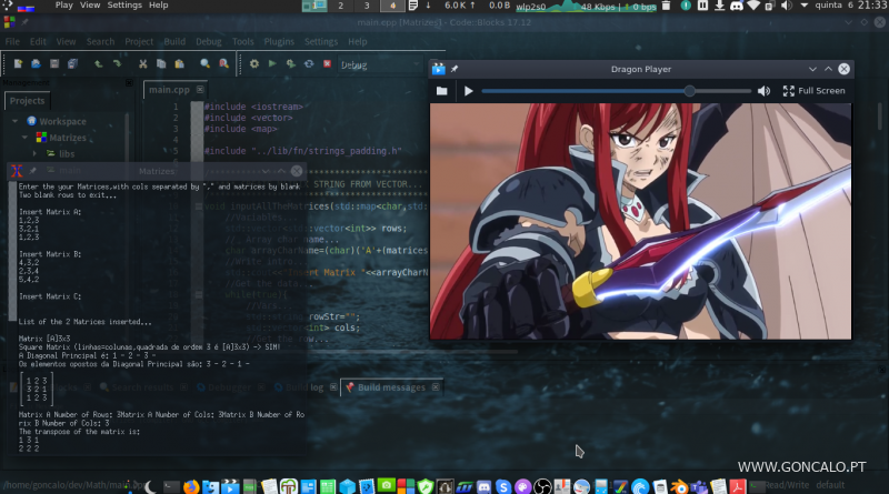 2020-08-06 - Matemática - Cálculo de Matrizes num terminal de Linux com C++