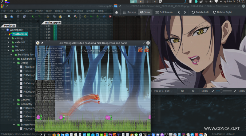 2020-11-05 - Adicionando layers de frente para maior sensação de profundidade no meu Game Engine em C/C++...