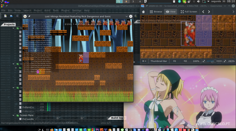 2020-11-30 - Testes de Colisões Laterais no meu Game Engine em C/C++...