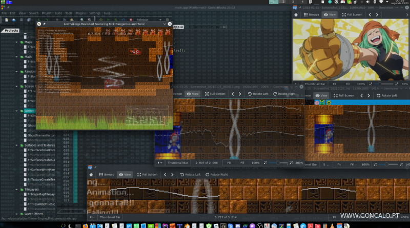 2021-01-24 - Testes com ondas no ecrã no meu Game Engine em C/C++...