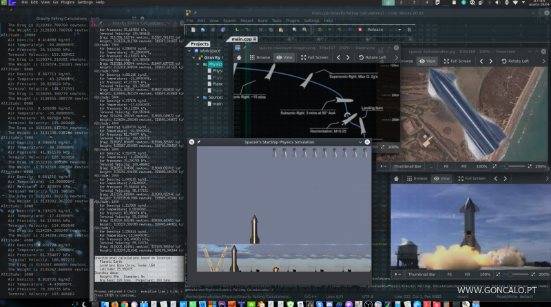 2021-04-28 - Melhoria dos cálculos na Física da Simulação da nave Starship da SpaceX, e adaptação do meu Game Engine em C/C++ à mesma...
