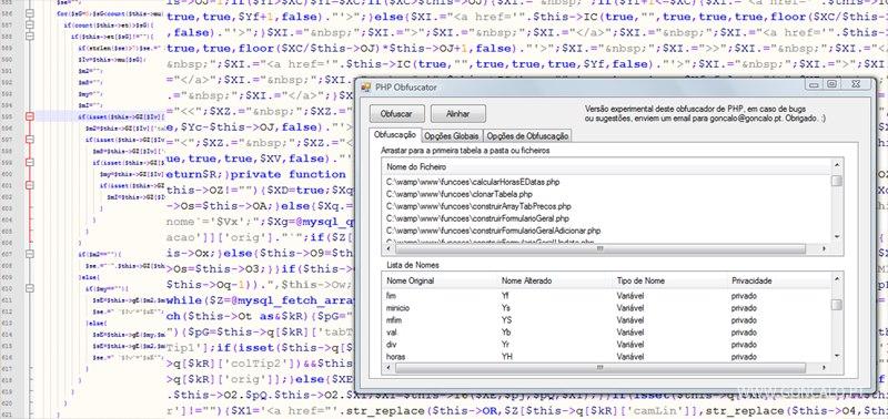 Obfuscador de código PHP, em 2012/2013...