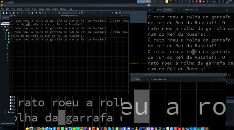 2022-11-14 - A testar o meu editor de texto, criado do zero para o meu Game Engine e a minha GUI em C++...