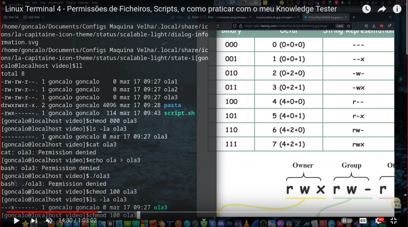 Curso Linux Terminal 4 - Permissões de Ficheiros, Scripts, e como praticar com o meu Knowledge Tester...