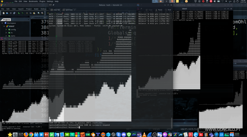 2024-01-12 - Back-Testers já com um dos meus sistemas reais a calcular lucros entre 2002-2003 no EUR/USD com boas performances e gráficos melhorados, em C++...