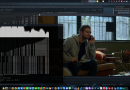 2024-01-28 - O meu Ambiente de Trabalho enquanto vejo as performances dos meus Trading Systems num terminal de Linux com C++, e assisto a uma série de tv...