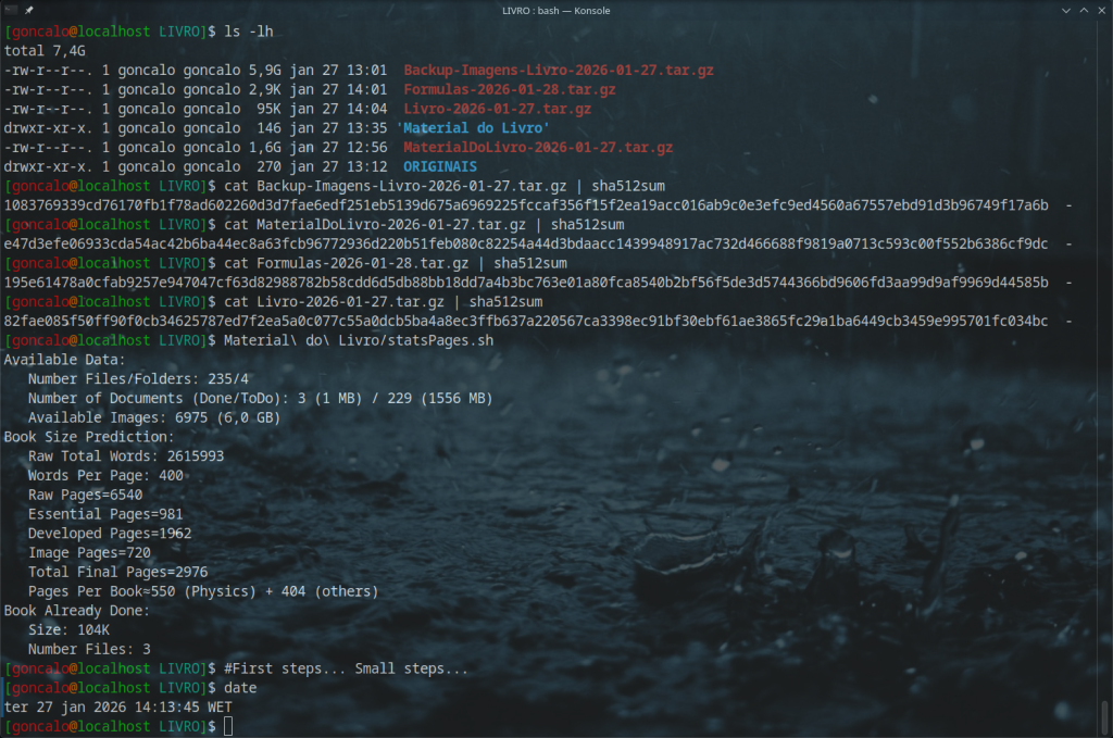 O primeiro post de estado do livro de Física Conceptual/Teórica e Matemática que estou a escrever...