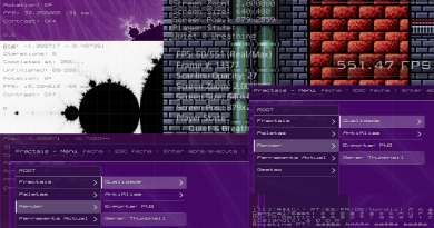 2026-06-08 - Uso de fontes Bitmap, melhoria de performance, e menus GUI no meu Explorador de Fractais e Game Engine em C++...