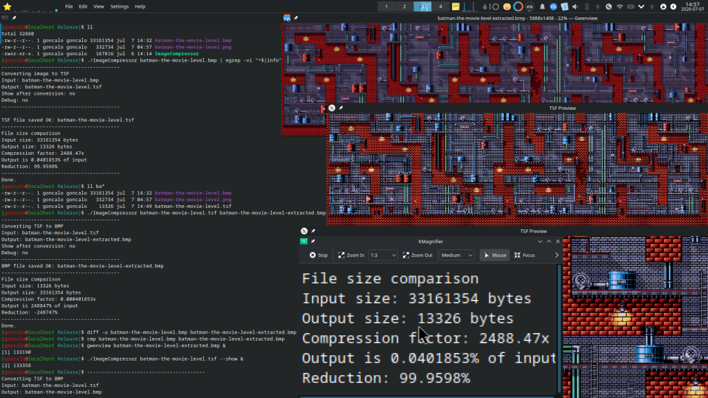 2026-07-07 - Comprimindo imagens 25 vezes mais que o formato PNG, 2500x mais pequeno que um BMP, 99,96% de Compressão com o meu Formato de Imagem TSF em C++...
